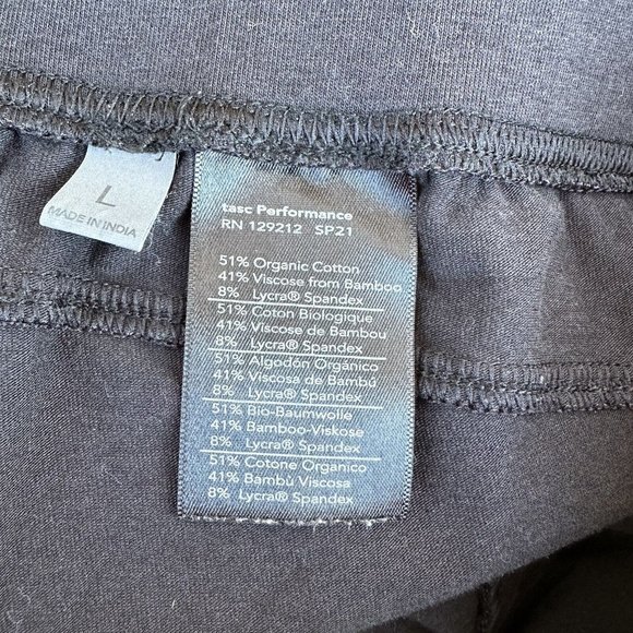 tasc Black Ribbed Pants Women’s Size Large Pockets Organic Cotton Bamboo - Picture 7 of 7